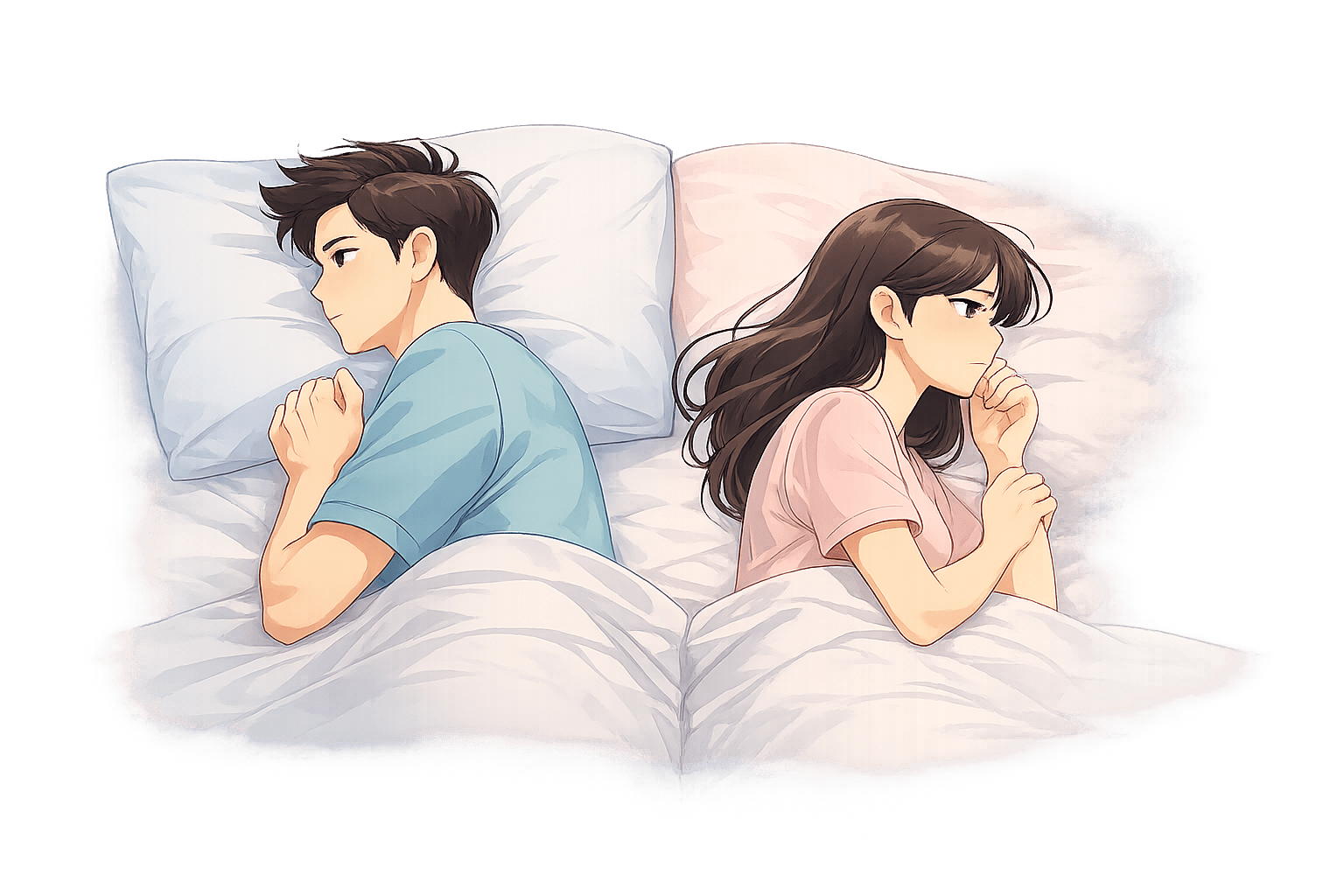 Illustration showing emotional distance between two partners in a relationship