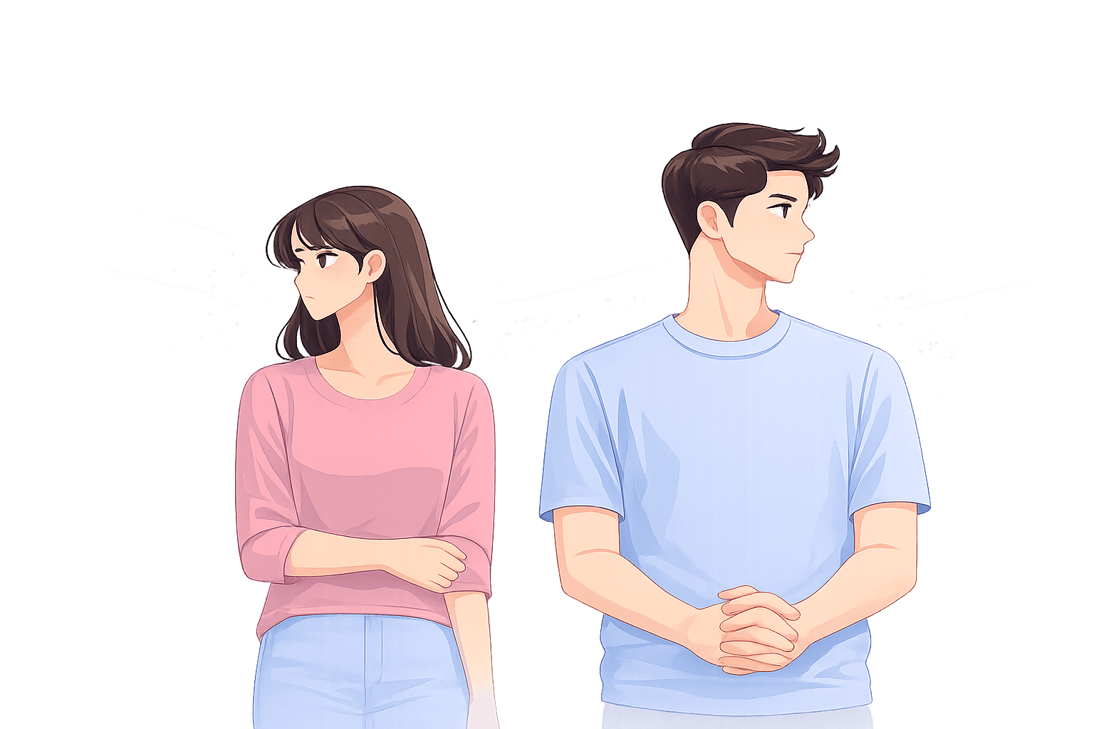 Illustration showing subtle signs of emotional distance between two partners